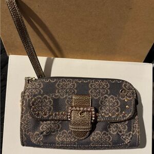 Kathy Van Zeeland Black and Brown Patterned Wristlet